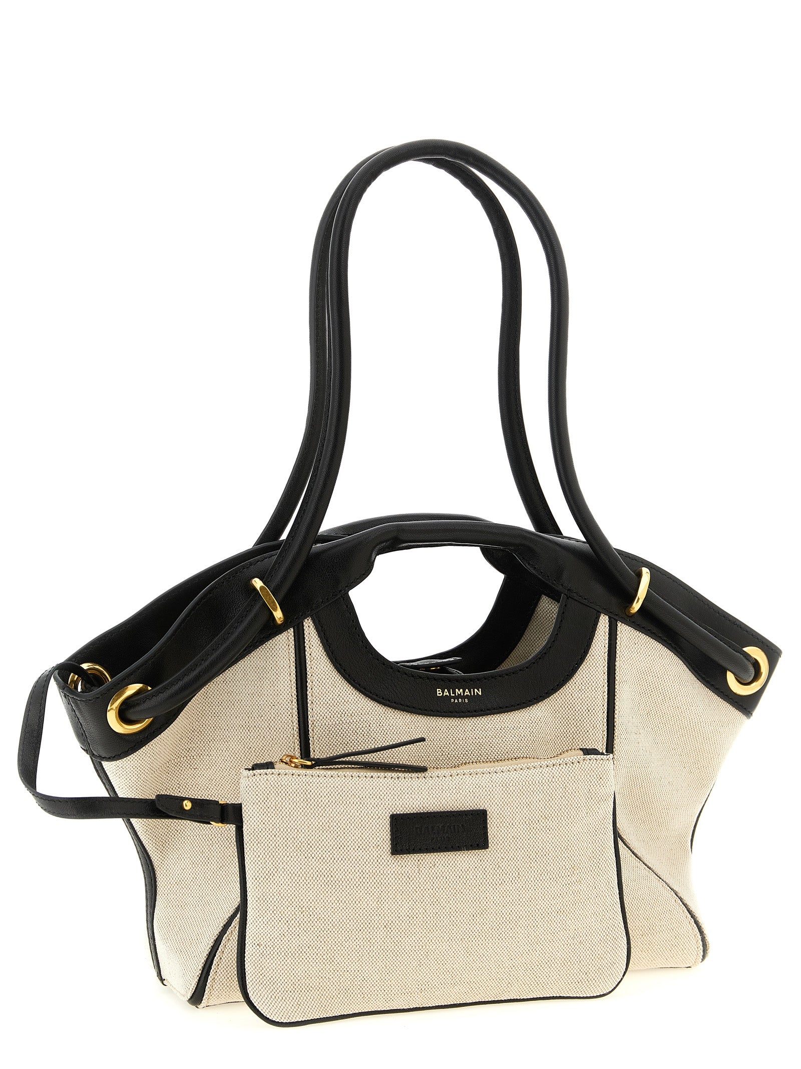 Balmain White/Black Cotton Tote Bag