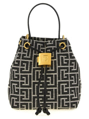 Balmain White/Black Polyester Mini Bucket Bag