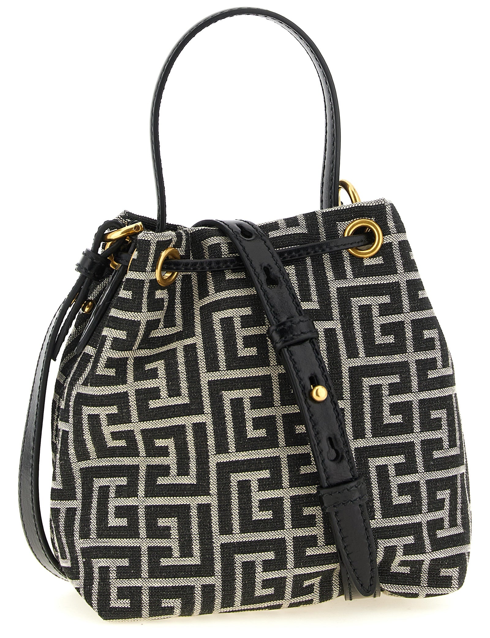 Black Polyester Mini Bucket Bag