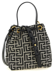 Balmain White/Black Polyester Mini Bucket Bag