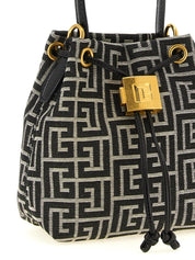 Balmain White/Black Polyester Mini Bucket Bag