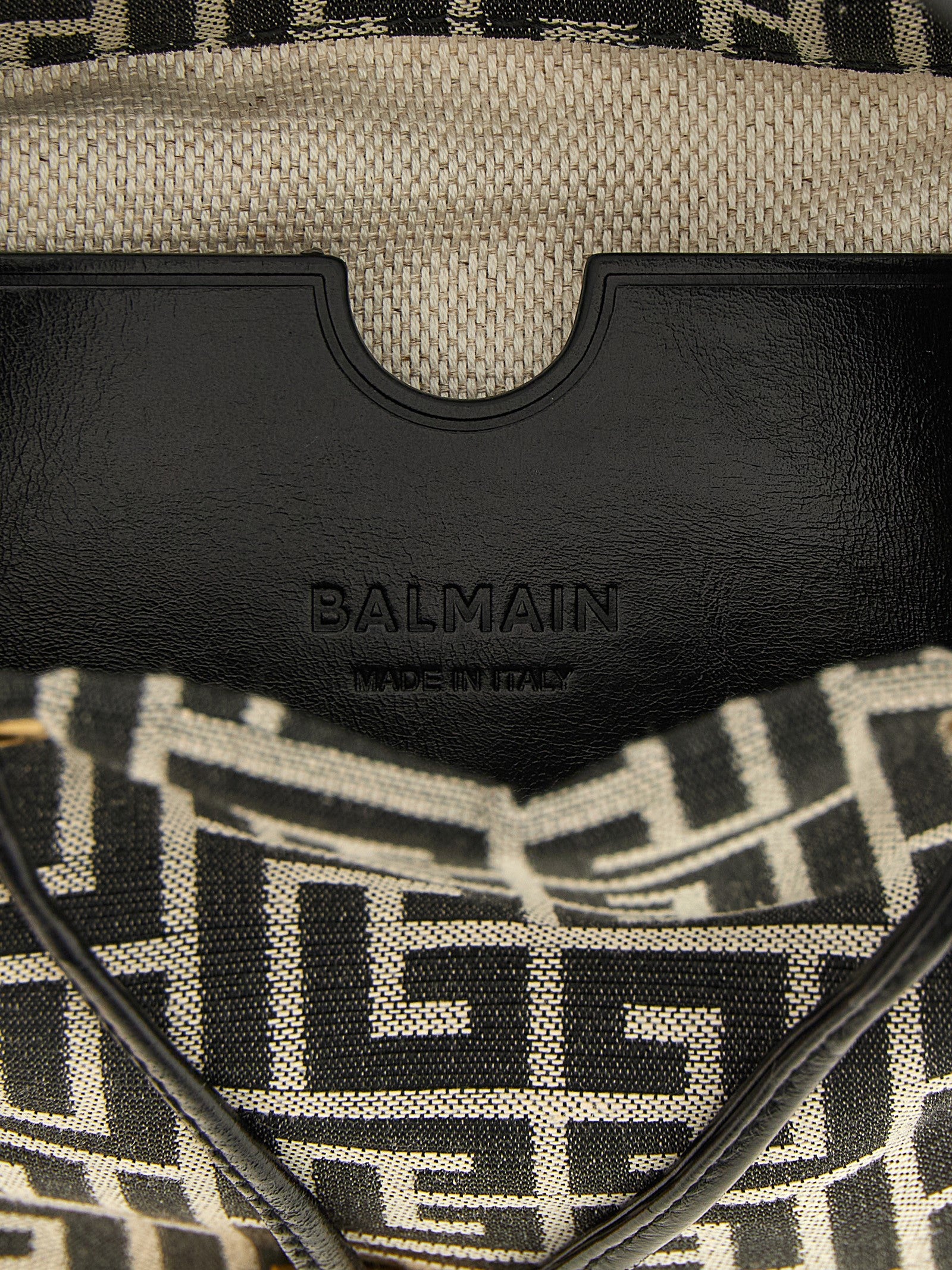 Balmain White/Black Polyester Mini Bucket Bag