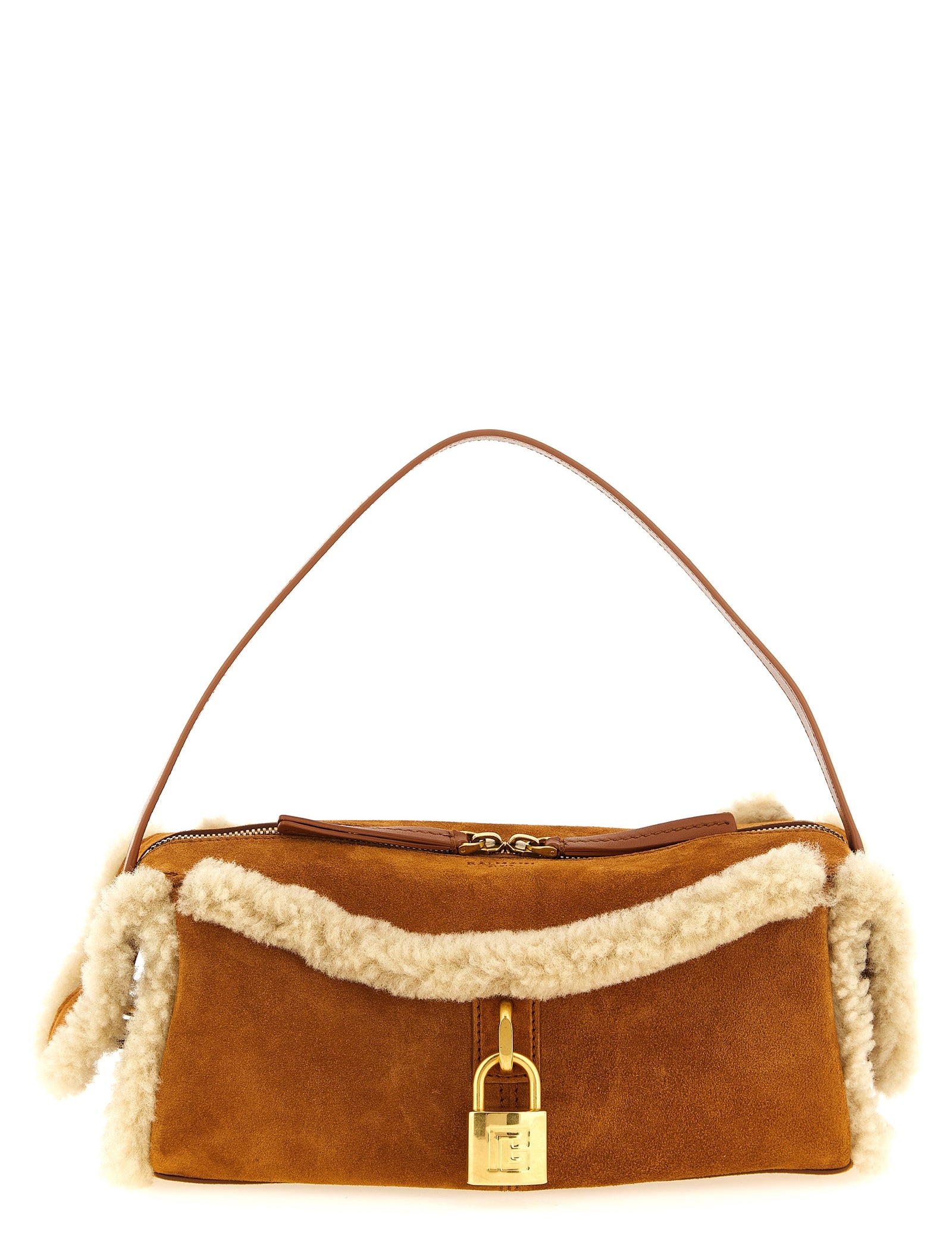Balmain Brown Calfskin Shoulder Bag
