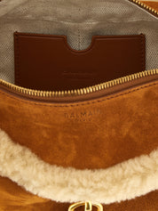 Balmain Brown Calfskin Shoulder Bag