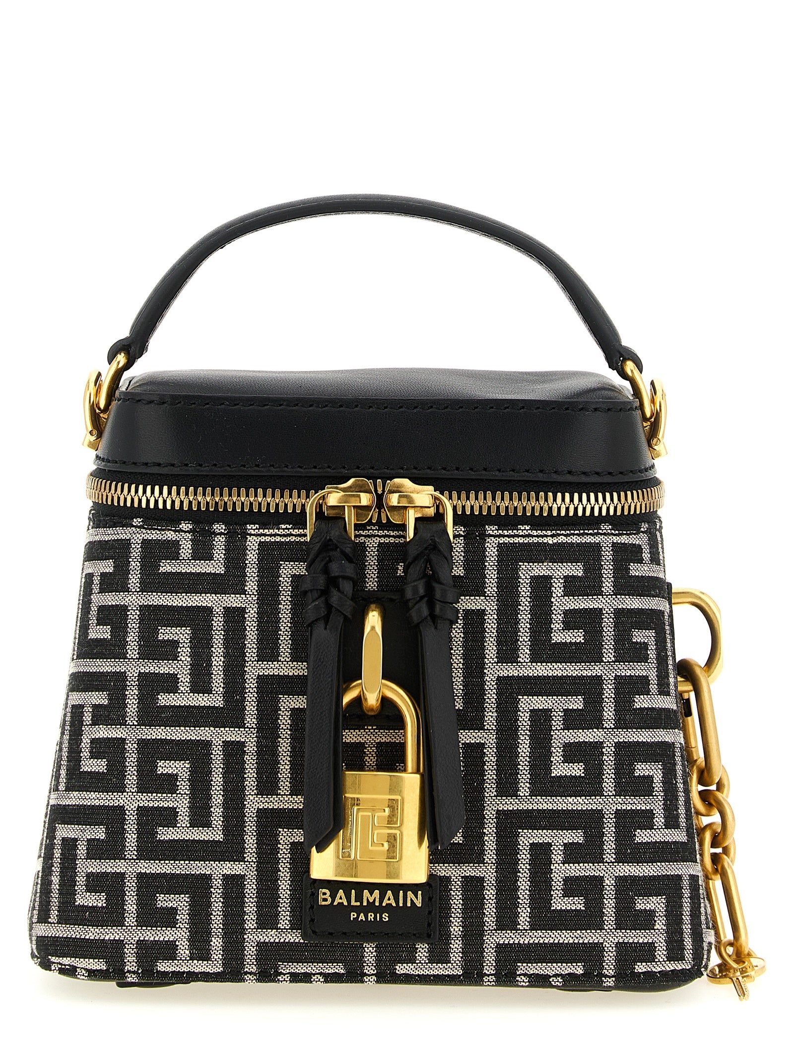 Balmain White/Black Polyester Handbag