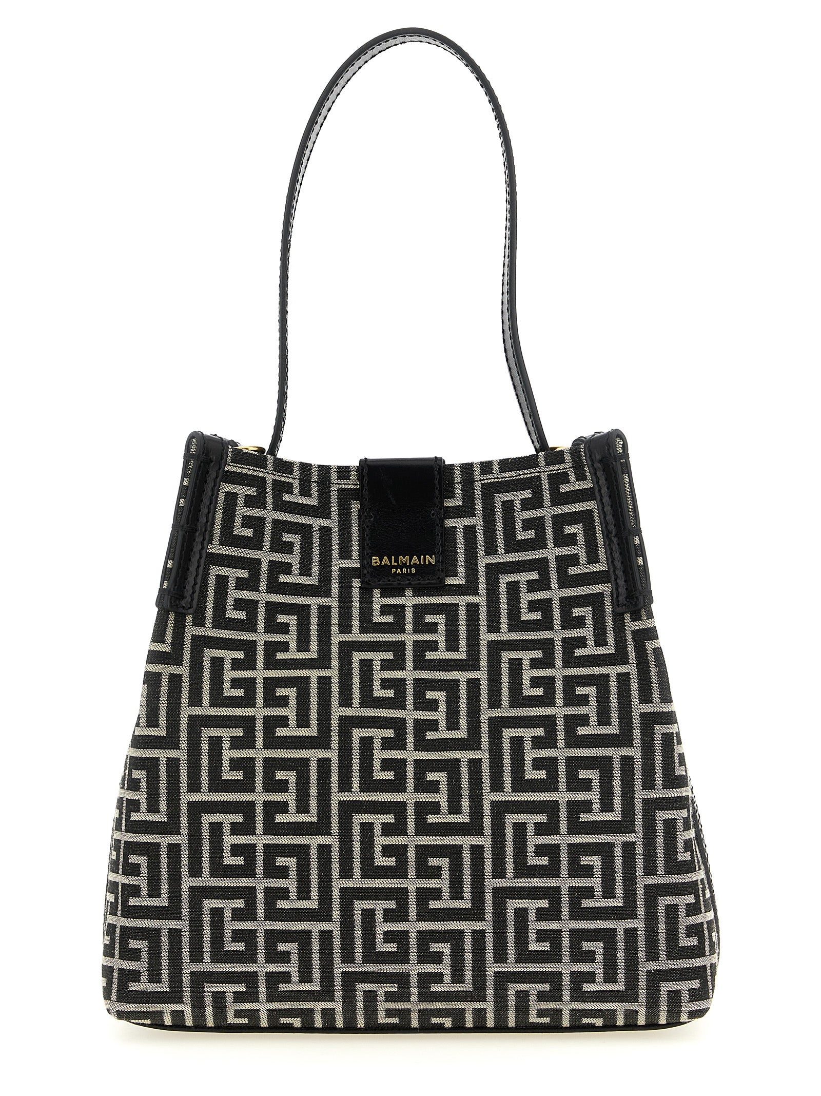 Balmain White/Black Cotton Shoulder Bag