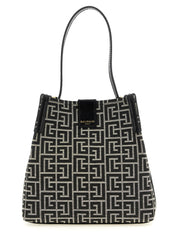Balmain White/Black Cotton Shoulder Bag