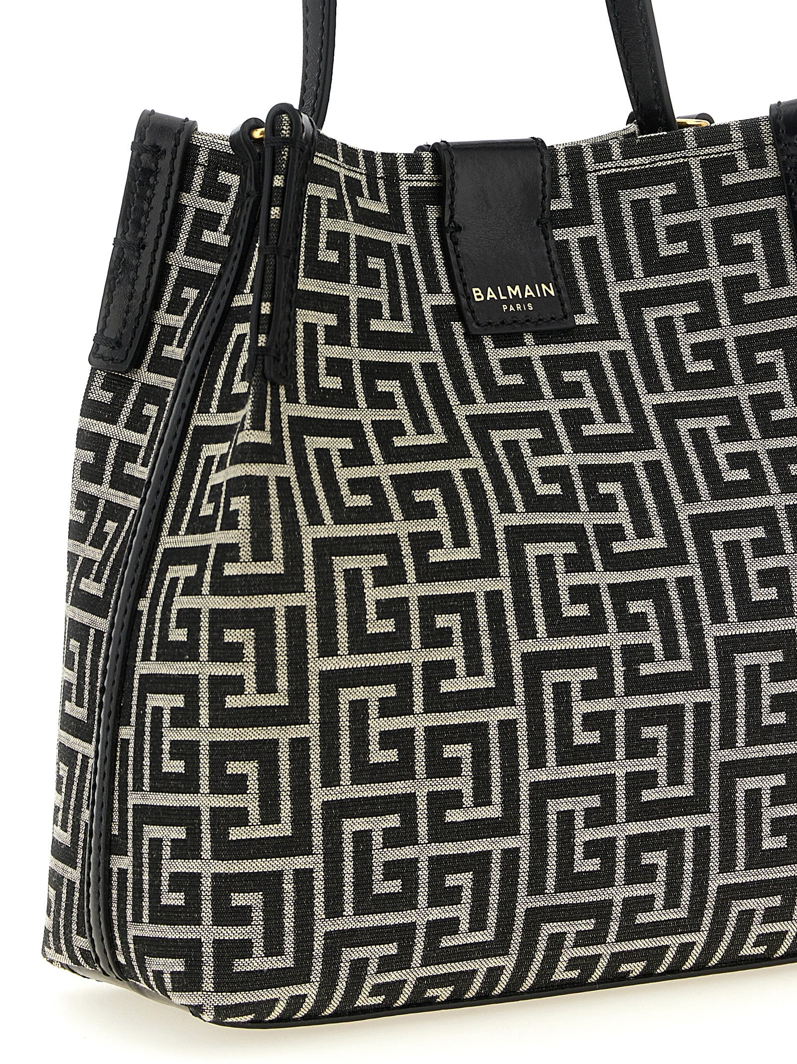 Balmain White/Black Cotton Shoulder Bag