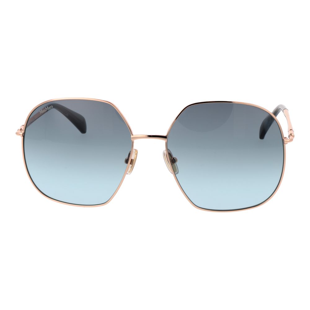 Max Mara Rose Gold Metal Sunglasses with Blue Gradient Lenses