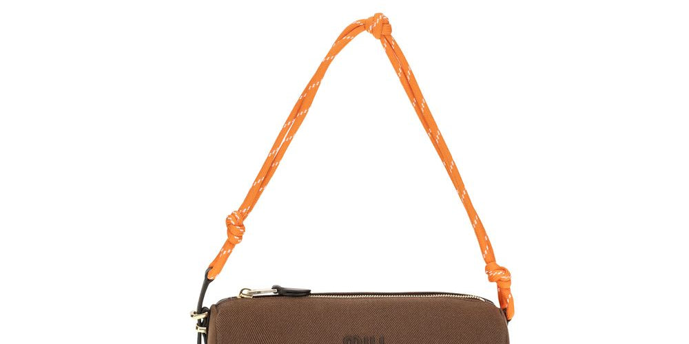 Miu Miu Brown Cotton Shoulder Bag