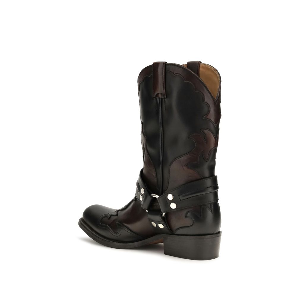 Versace Black Calf Leather Ankle Boots