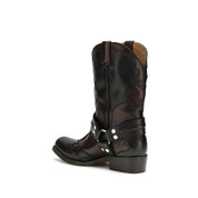 Versace Black Calf Leather Ankle Boots