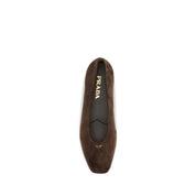 Prada Brown Calf Leather Ballet Flats