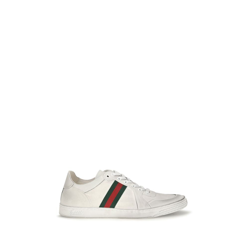 Gucci White Calf Leather Low Top Sneakers