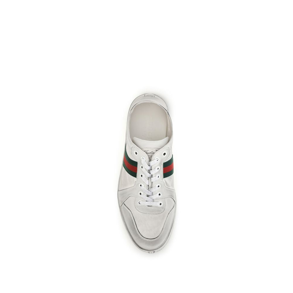 Gucci White Calf Leather Low Top Sneakers