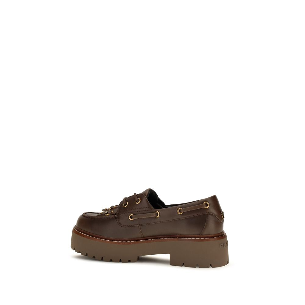 PINKO Brown Calf Leather Loafers