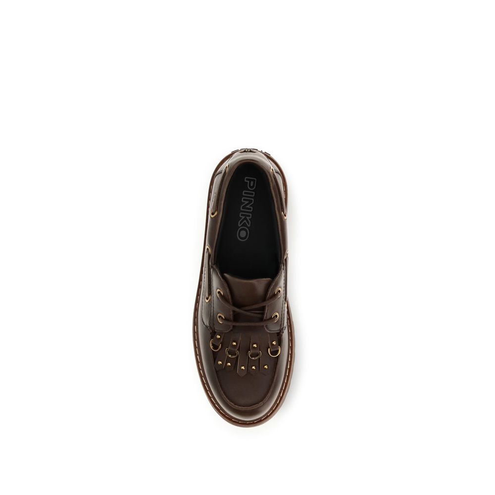 PINKO Brown Calf Leather Loafers
