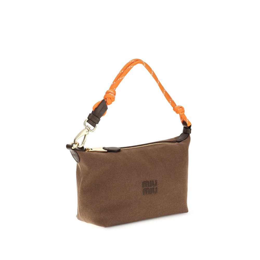 Miu Miu Brown Cotton Shoulder Bag