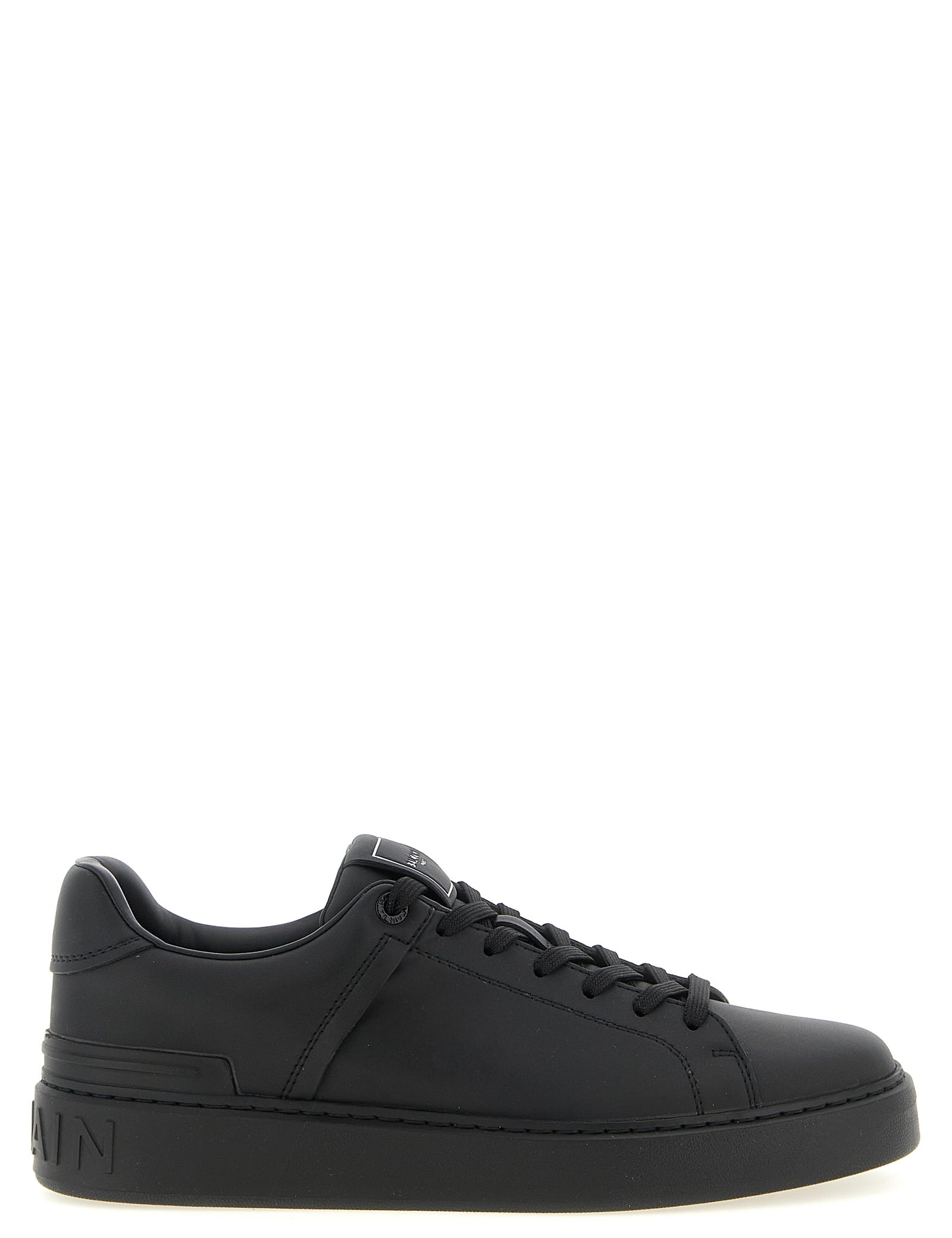 Balmain Black Calfskin Leather Low Top Sneakers