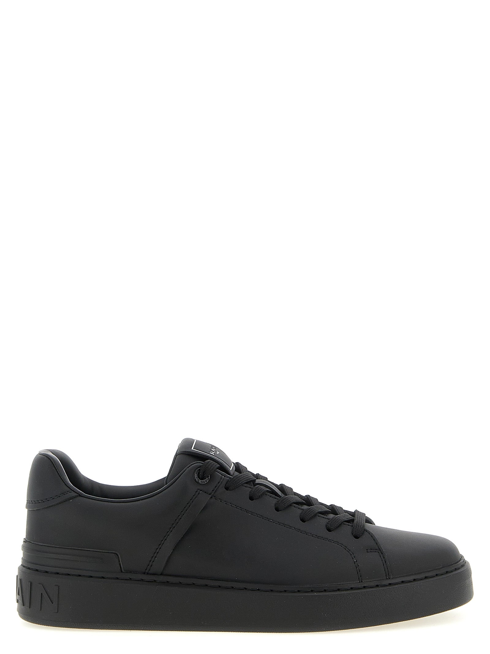 Balmain Black Calfskin Leather Low Top Sneakers