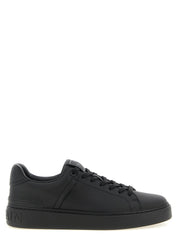 Balmain Black Calfskin Leather Low Top Sneakers