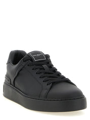 Balmain Black Calfskin Leather Low Top Sneakers