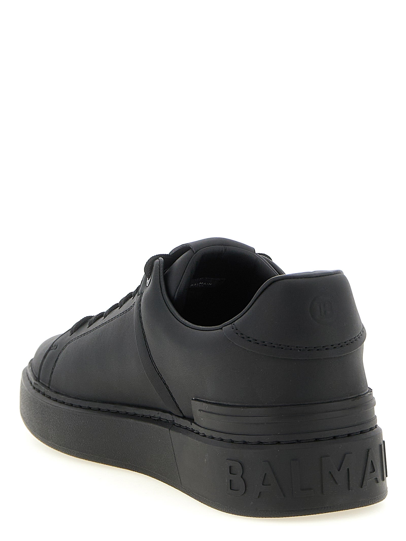Balmain Black Calfskin Leather Low Top Sneakers