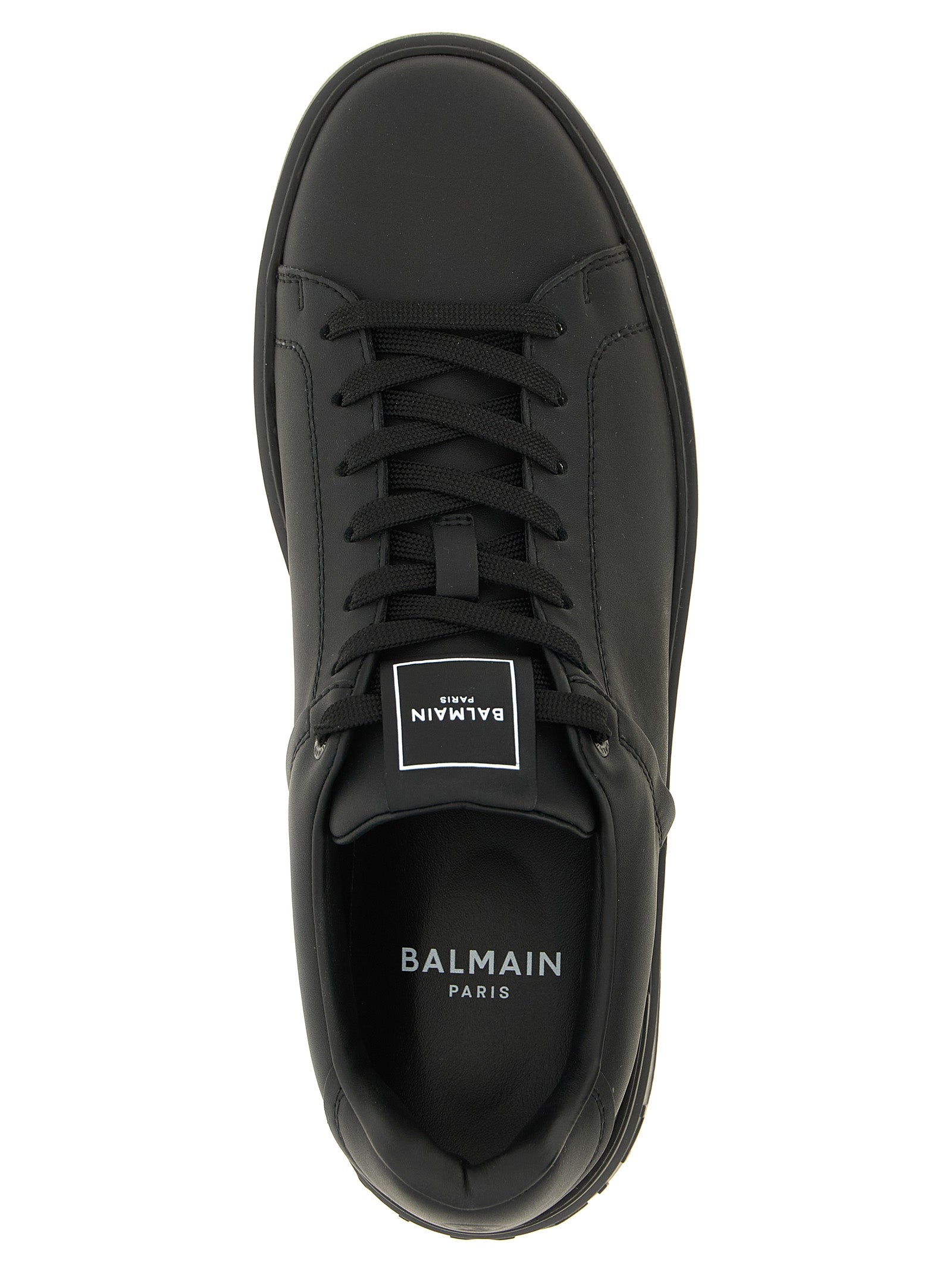 Balmain Black Calfskin Leather Low Top Sneakers