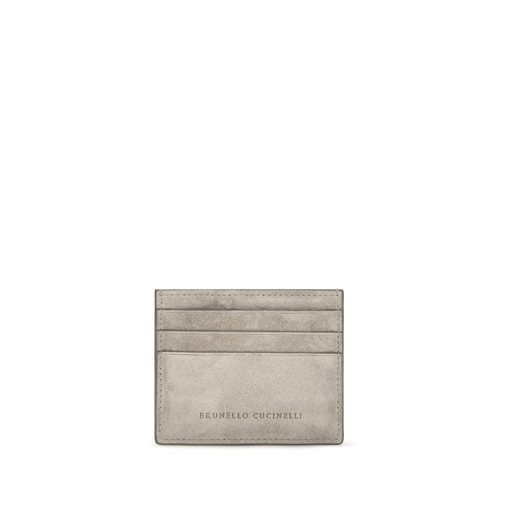 Brunello Cucinelli Gray Calf Leather Wallet