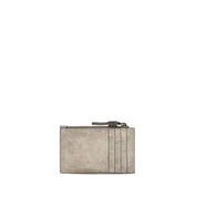 Brunello Cucinelli Gray Calf Leather Card Holder