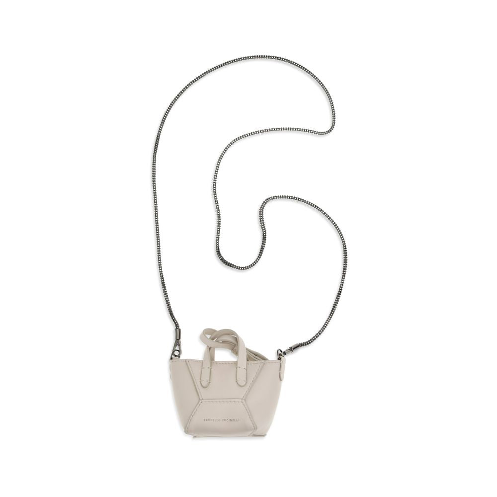 Brunello Cucinelli Beige Calf Leather Shoulder Bags