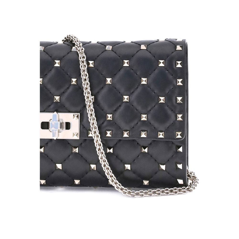 Valentino Garavani Black Calf Leather Shoulder Bag
