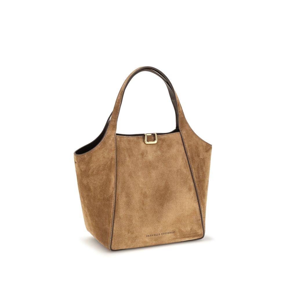 Brunello Cucinelli Beige Calf Leather Shoulder Bag