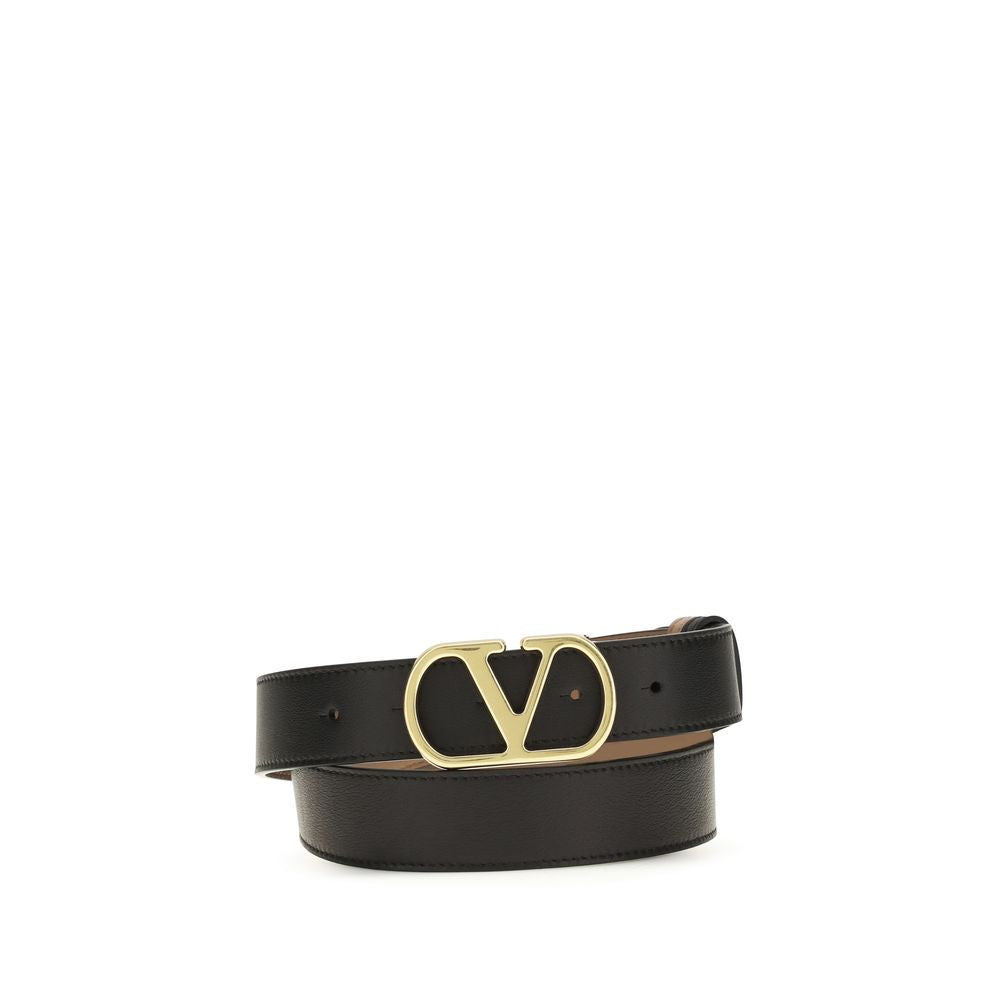 Valentino Garavani Black Calf Leather Regular Belt