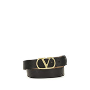 Valentino Garavani Black Calf Leather Regular Belt