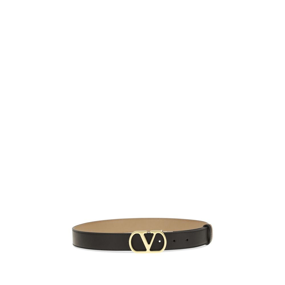 Valentino Garavani Black Calf Leather Regular Belt