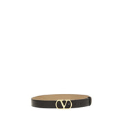 Valentino Garavani Black Calf Leather Regular Belt