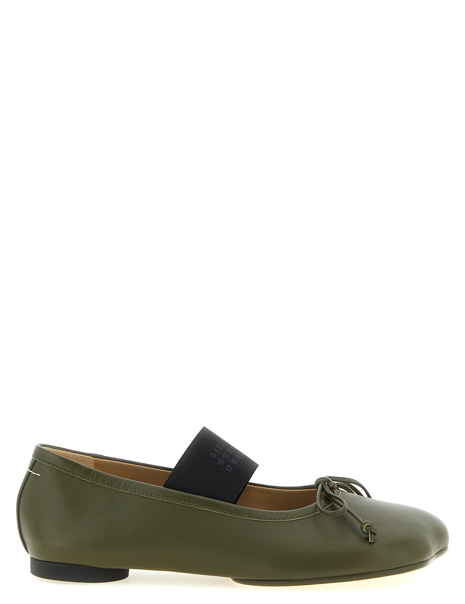 MM6 Maison Margiela Olive Green Sheepskin Leather Ballet Flats