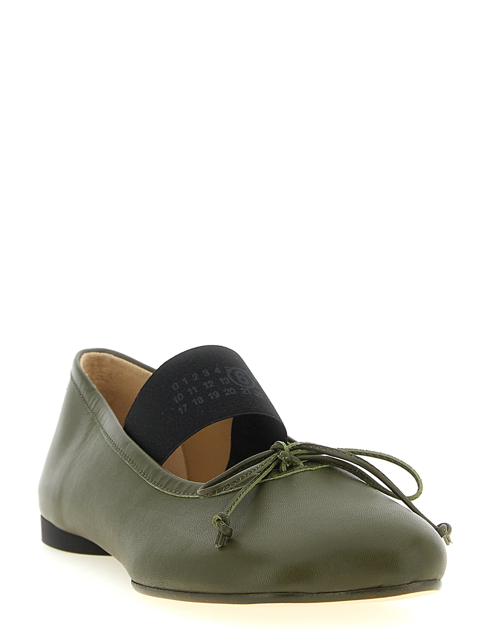 MM6 Maison Margiela Olive Green Sheepskin Leather Ballet Flats