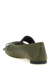 MM6 Maison Margiela Olive Green Sheepskin Leather Ballet Flats