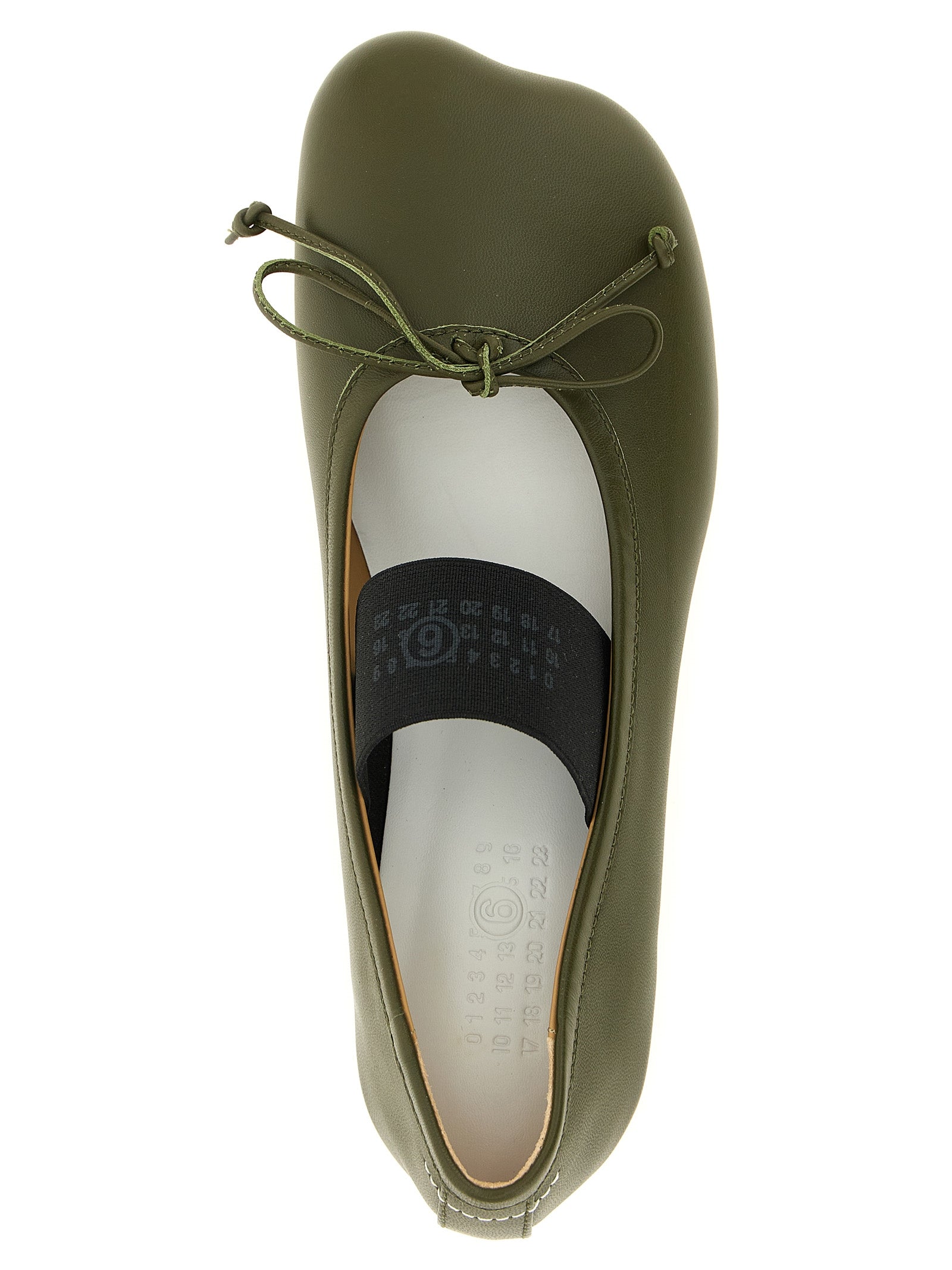 MM6 Maison Margiela Olive Green Sheepskin Leather Ballet Flats