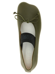 MM6 Maison Margiela Olive Green Sheepskin Leather Ballet Flats