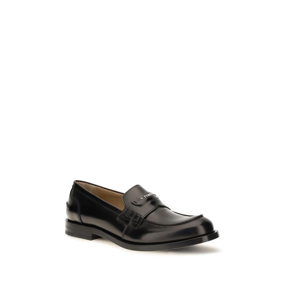 Fendi Black Calf Leather Loafers