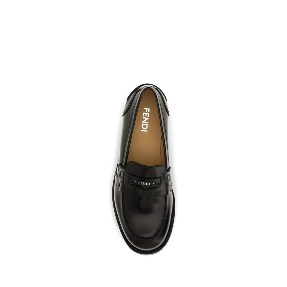 Fendi Black Calf Leather Loafers