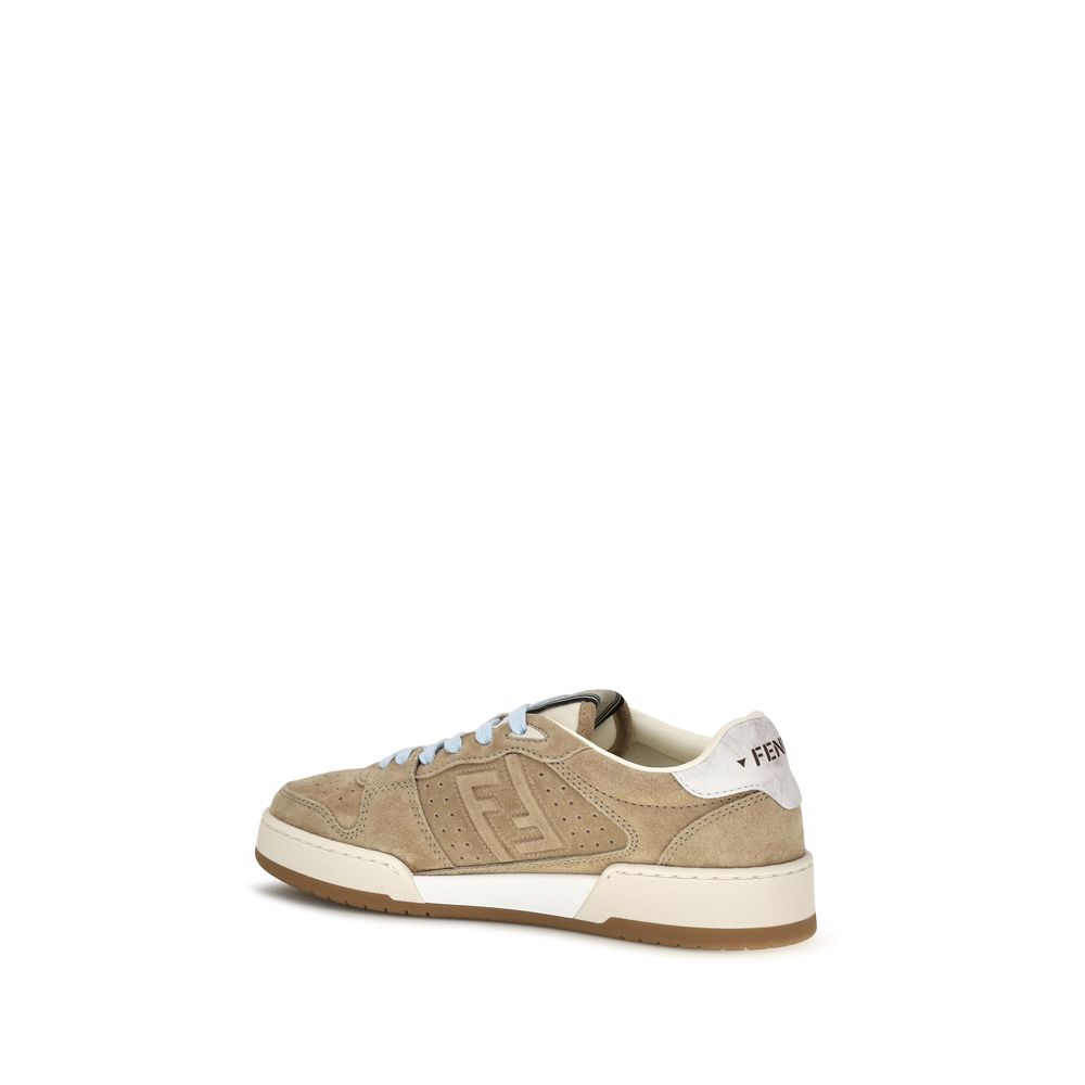 Fendi Beige Calf Leather Low Top Sneakers