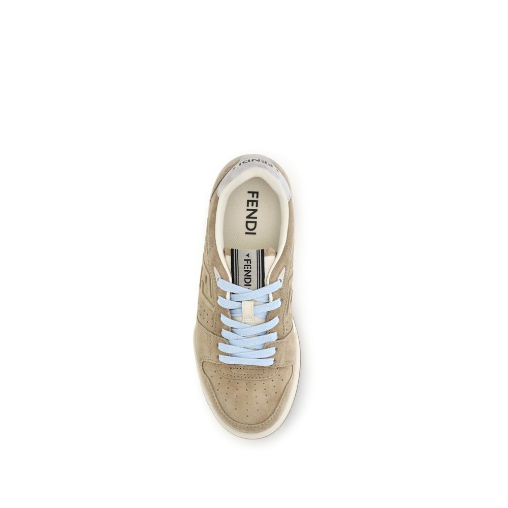 Fendi Beige Calf Leather Low Top Sneakers