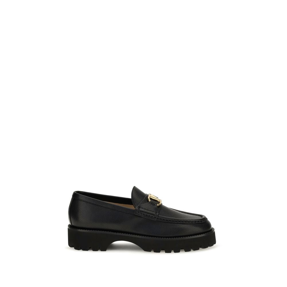 Valentino Garavani Black Calf Leather Loafers