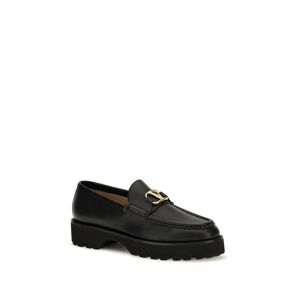 Valentino Garavani Black Calf Leather Loafers