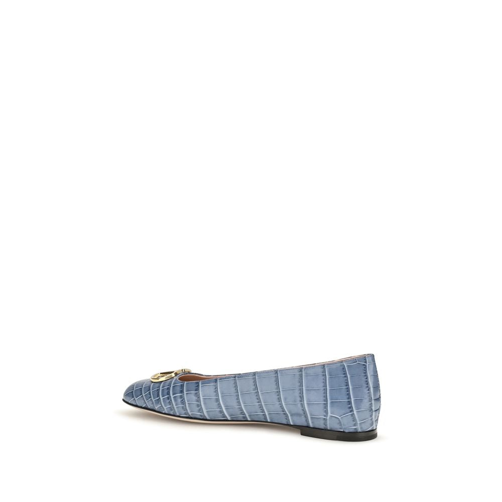 Valentino Garavani Blue Calf Leather Ballet Flats