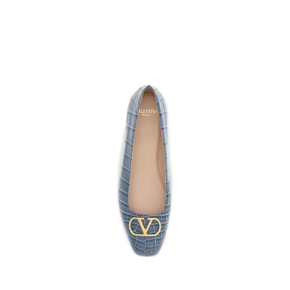 Valentino Garavani Blue Calf Leather Ballet Flats